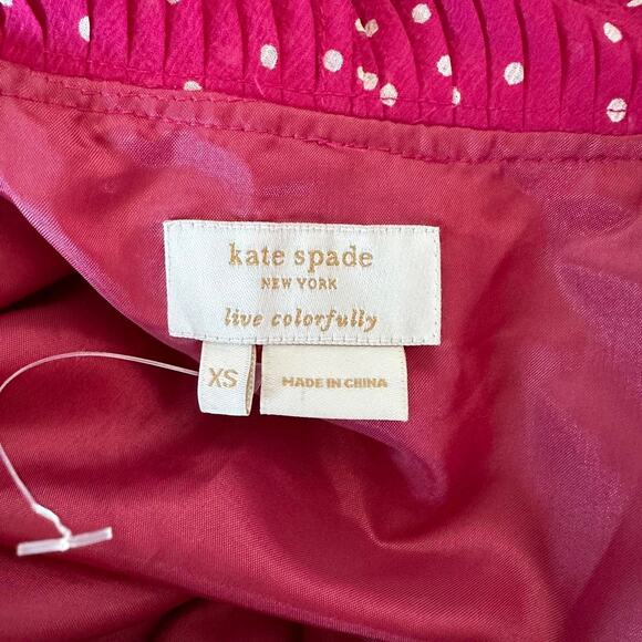 Womens Top Size XS Pink Polka Dot Ruffle Professional Work Office Girlhood Flowy - Picture 6 of 8